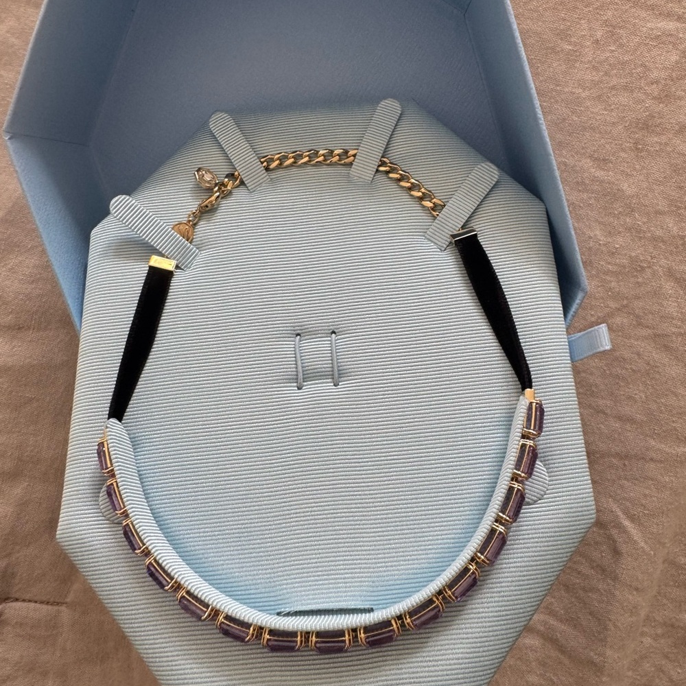 Swarovski x Millenia choker octagon cut, Purple, Gold-tone plated